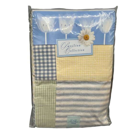 Newbridge Pavilion Tablecloth 52 X 70" Grandmas Quilt Country Blue Yellow Cotton - Picture 1 of 7